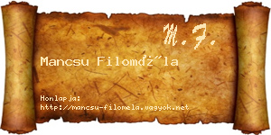 Mancsu Filoméla névjegykártya